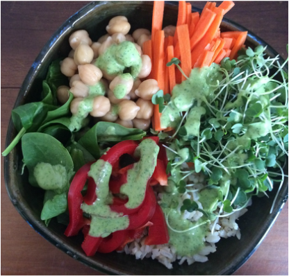 Brown Rice Veggie Bowl with Microgreens
