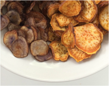 Baked sweet & purple potato chips